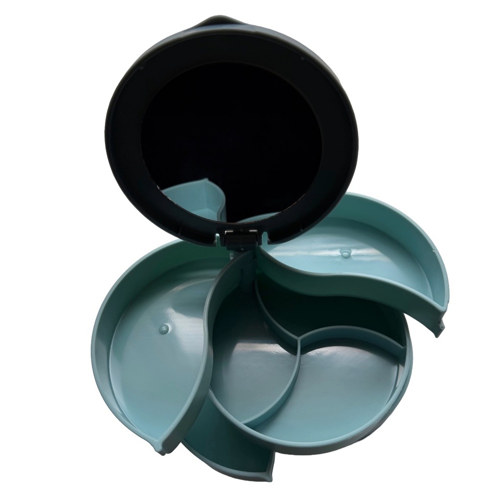 NEW 4-Tier Blue Rotating Jewelry Organizer w/ Mirror - Picture 3 of 10